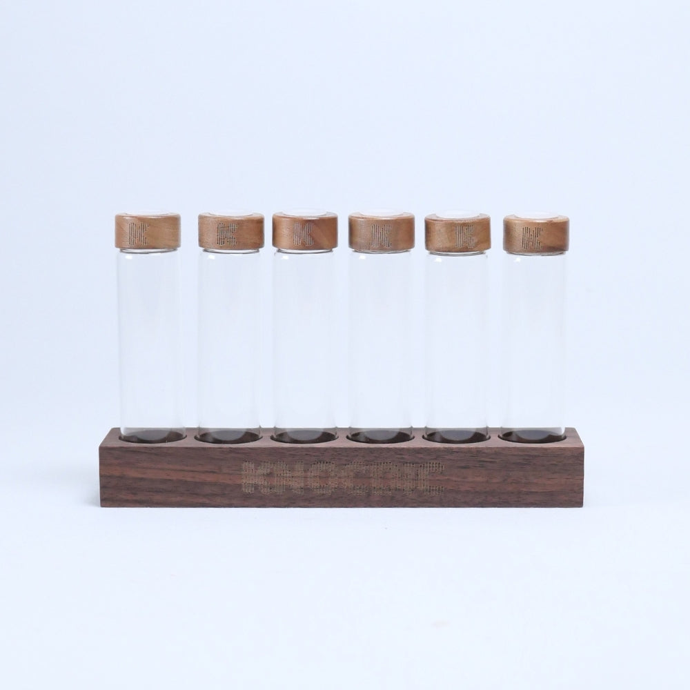 Walnut Coffee Bean Display Tubes Set with Exhaust Valve Lids