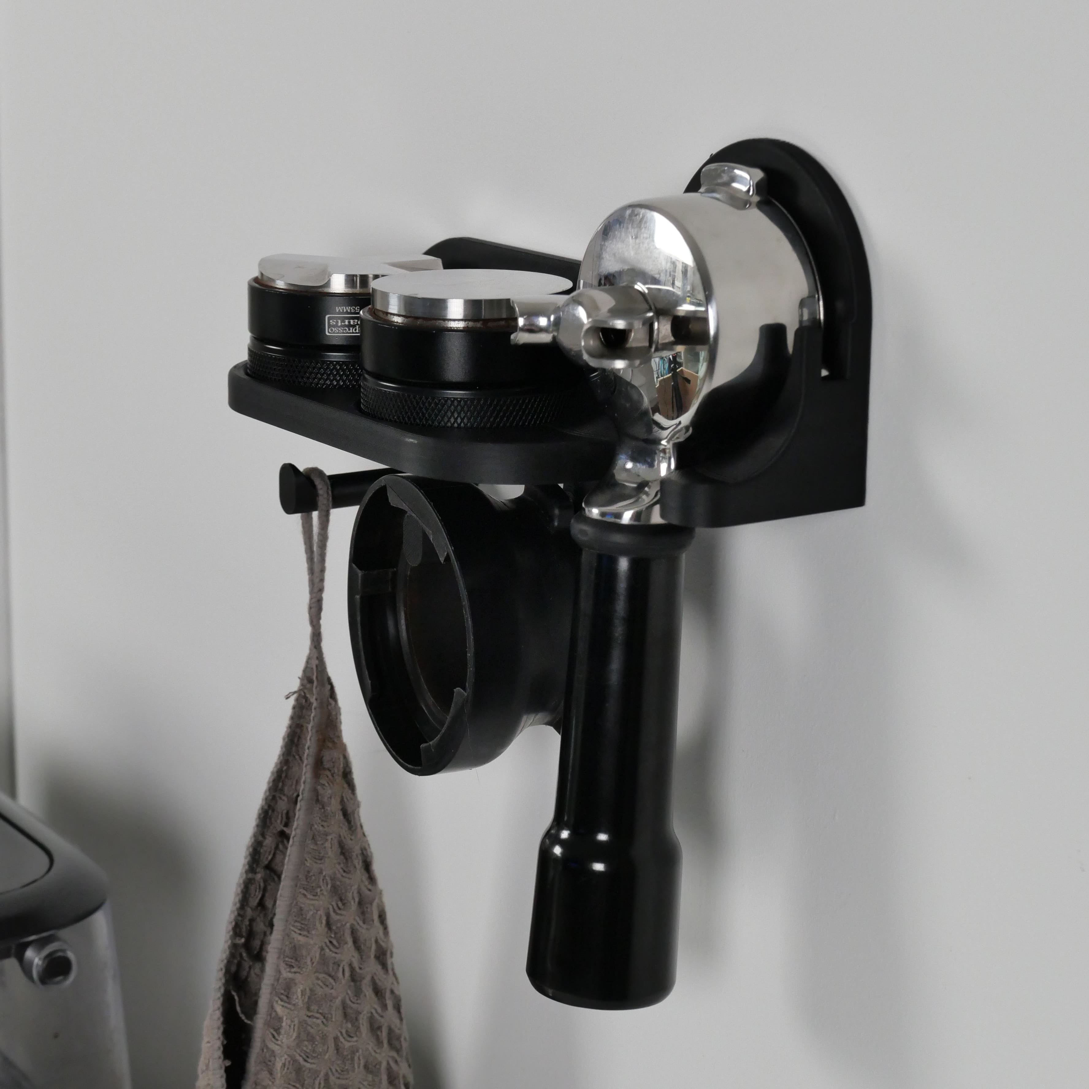 Wall Mount Portafilter Holder for 51/54/58mm Portafilter, Tamper, Dosing Funnel - Knocdic