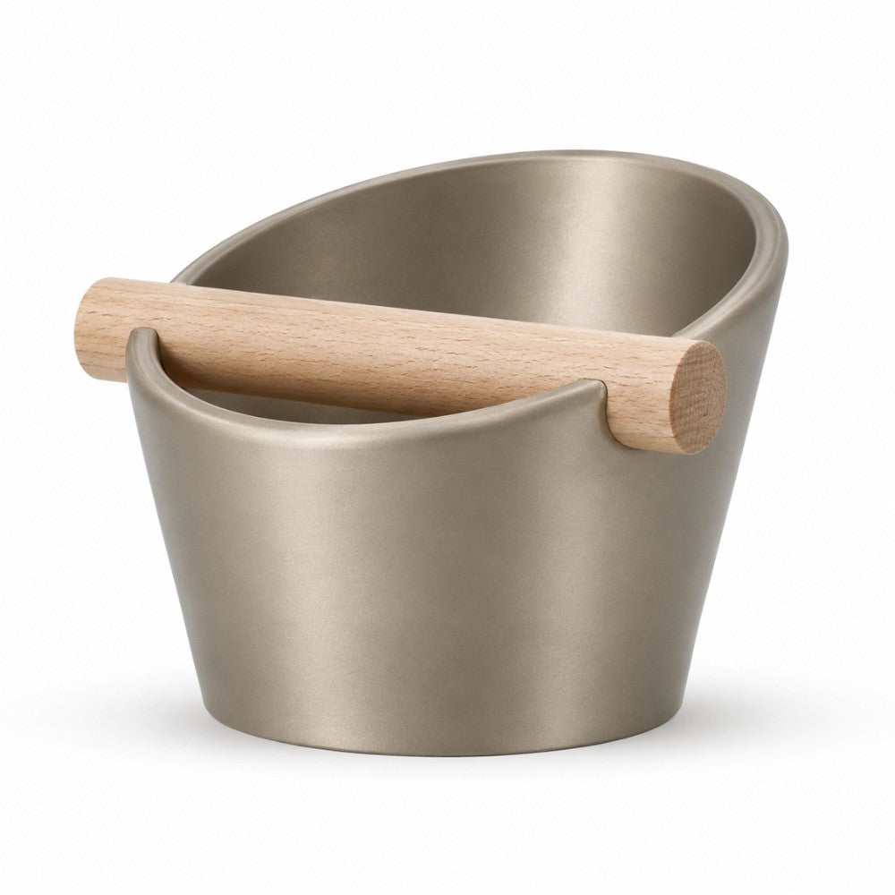 Oval Espresso Knock Box with Oak Bar - Knocdic