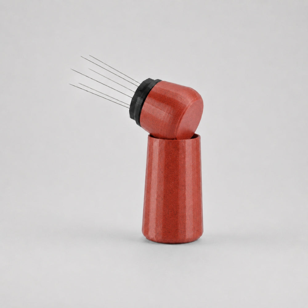 Espresso WDT Tool with Standing Holder in marble red
