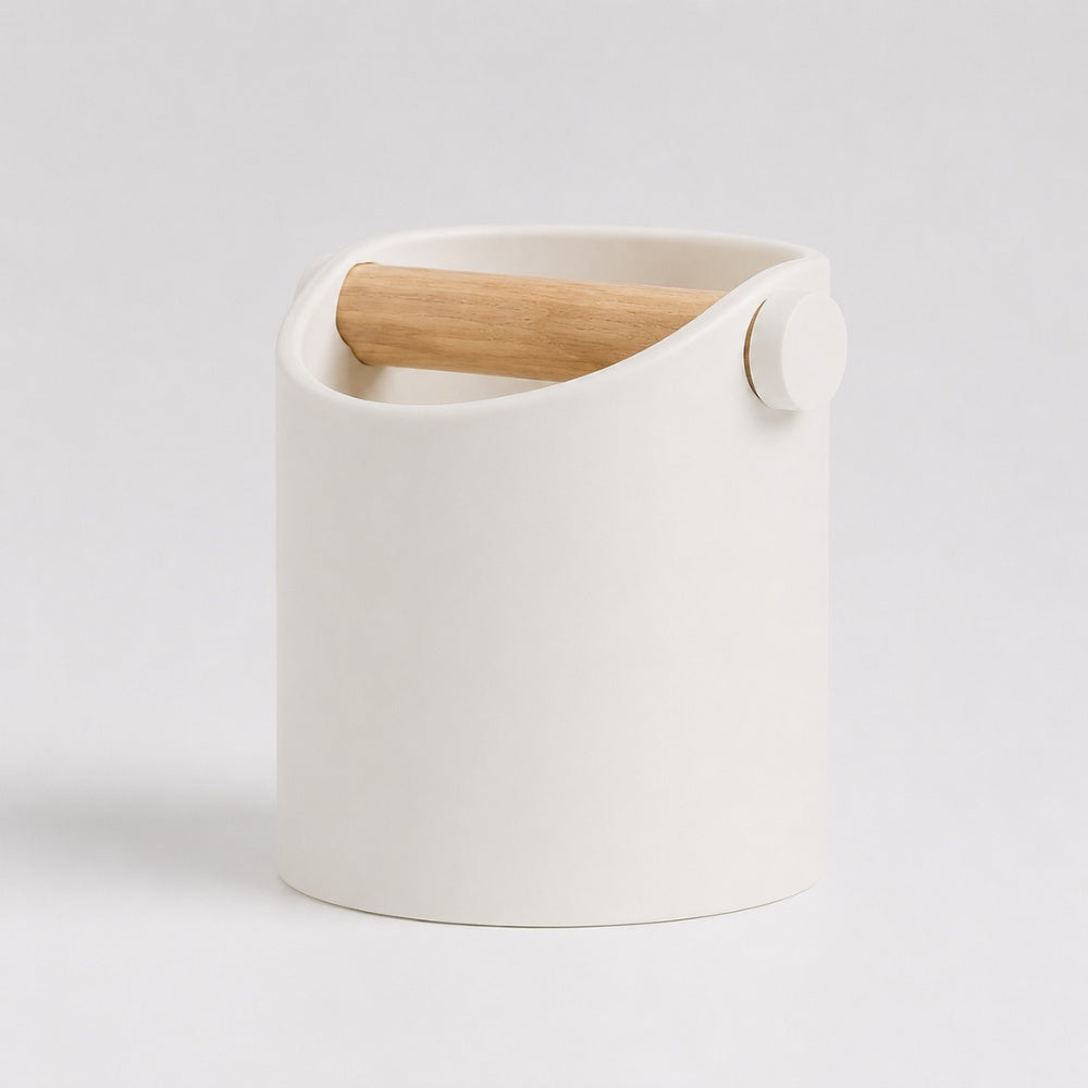 Minimalist Coffee Knock Box with Real Oak Wood Bar