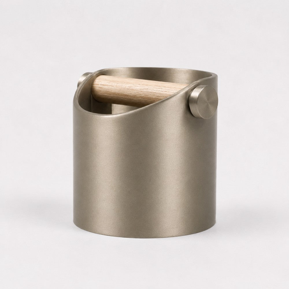 Minimalist Espresso Knock Box with Oak Bar - Knocdic