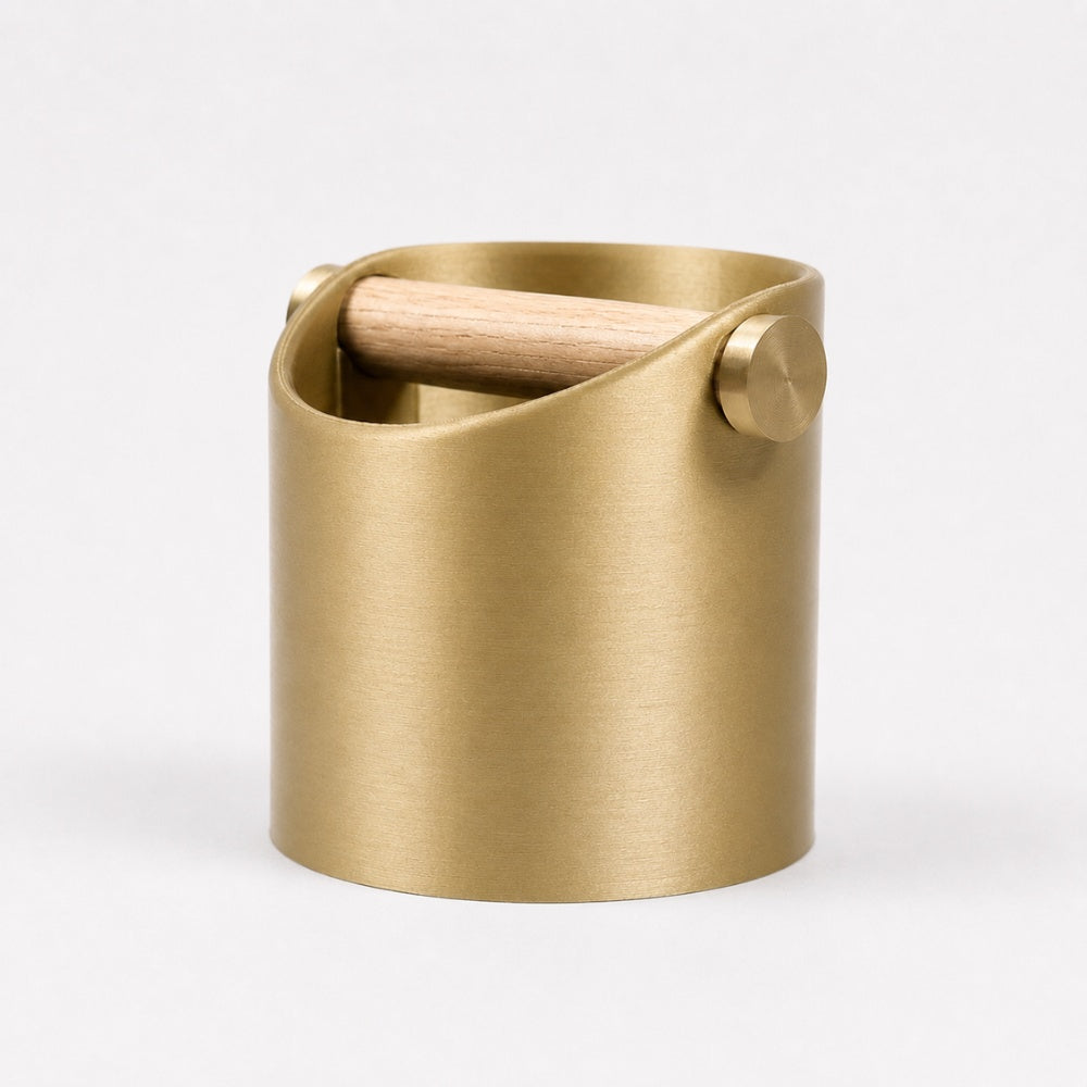 Minimalist Coffee Knock Box with Real Oak Wood Bar