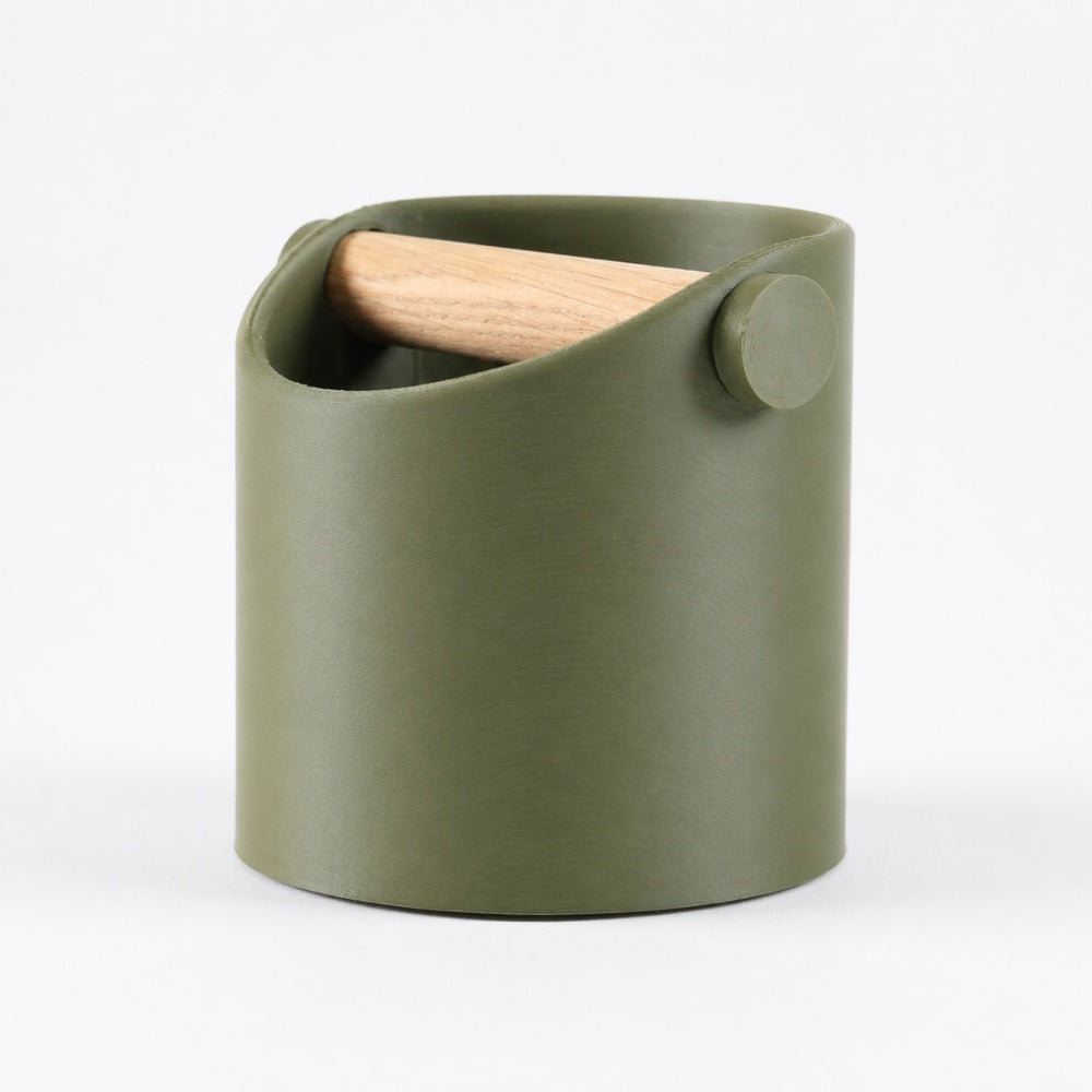 Minimalist Coffee Knock Box with Real Oak Wood Bar