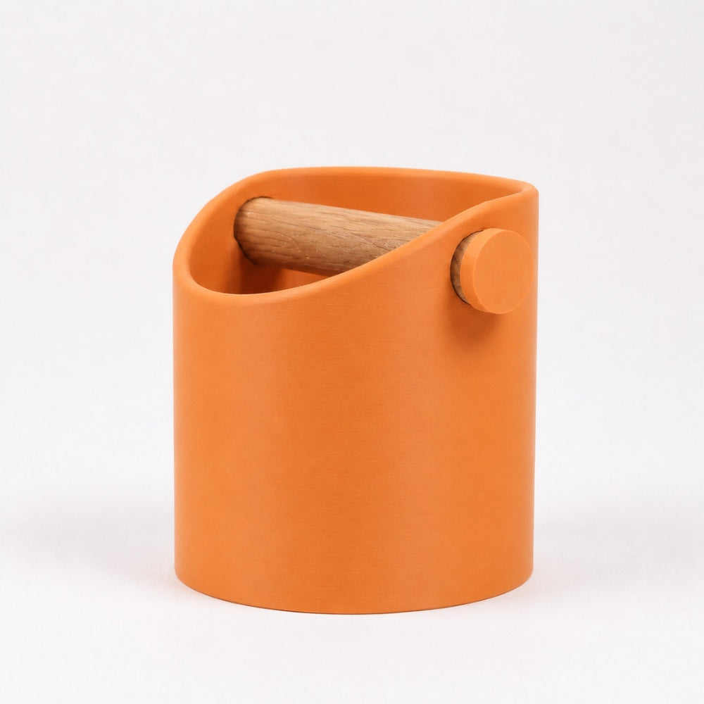 Minimalist Coffee Knock Box with Real Oak Wood Bar