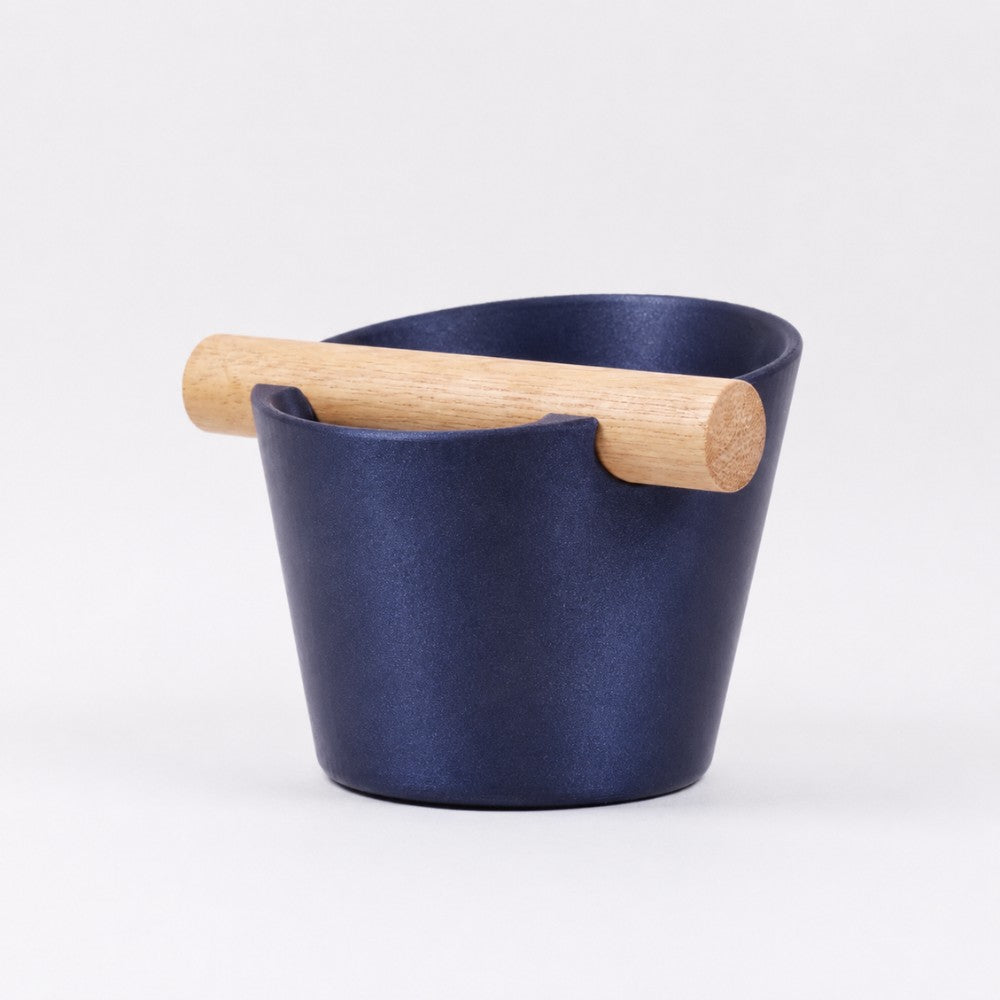 Nordic Espresso Knock Box Medium Size with real oak wood bar in galaxy nebulae