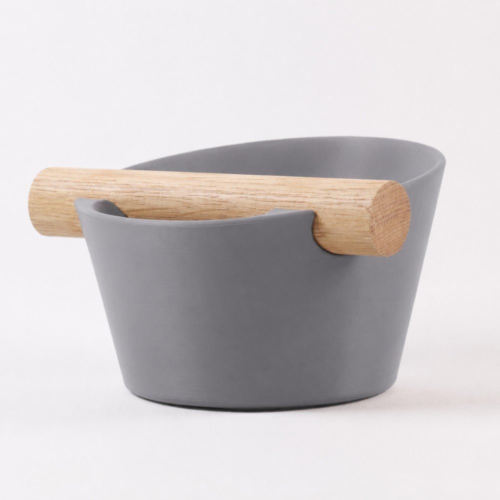 Nordic Espresso Knock Box Small Size with real oak wood bar in matte ash green