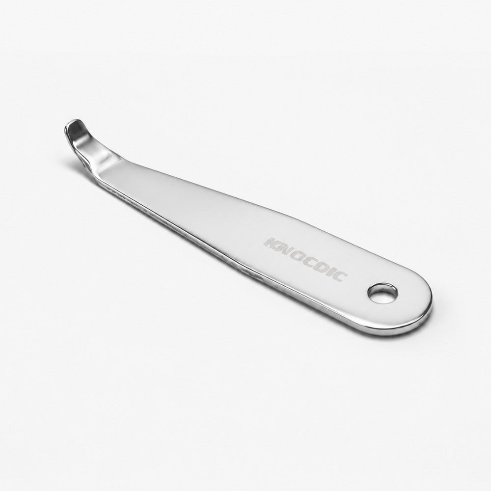 Staineless Steel Espresso Portafilter Basket Remover with 'KNOCDIC' branding on a white background