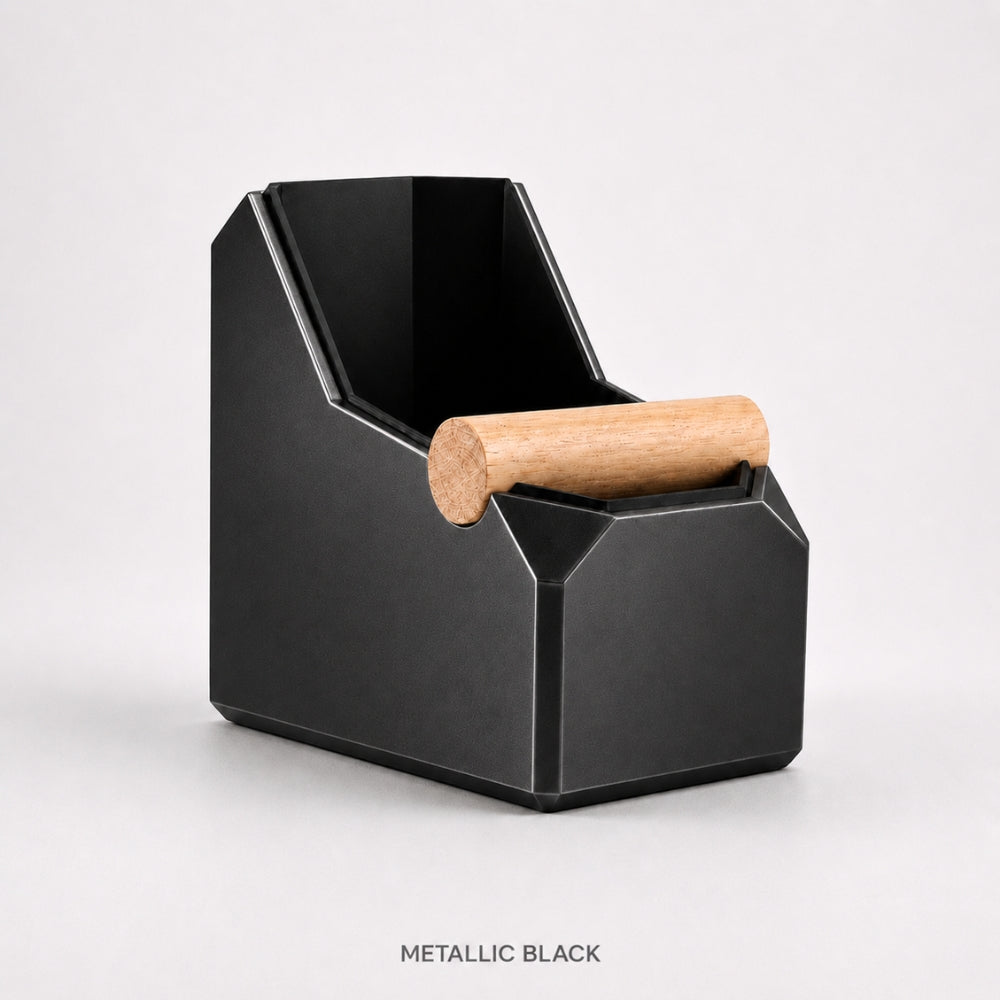 Rectangular Coffee Knock Box with Real Oak Knock Bar