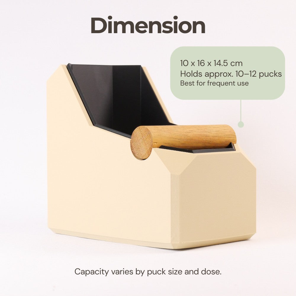 Rectangular Coffee Knock Box with Real Oak Knock Bar