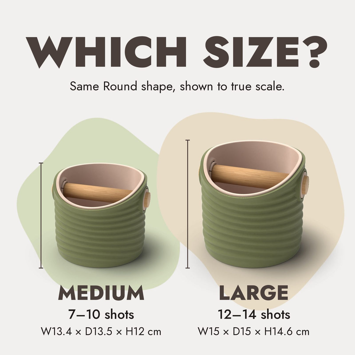 Ripple Round knock box Medium vs Large size comparison