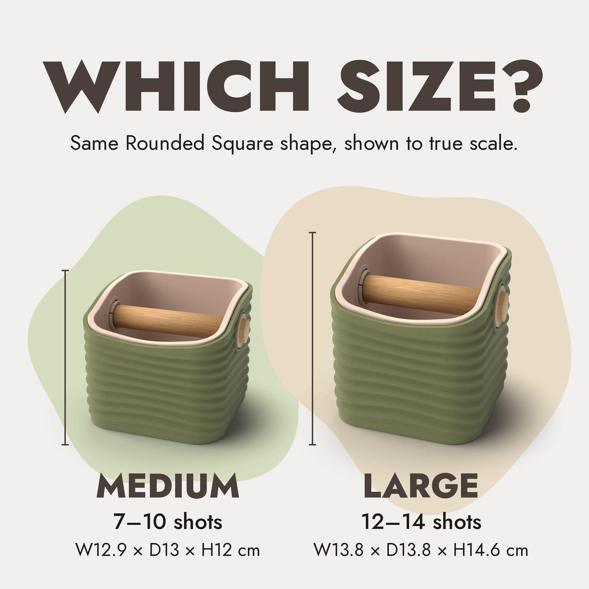 Ripple Rounded Square knock box Medium vs Large size comparison