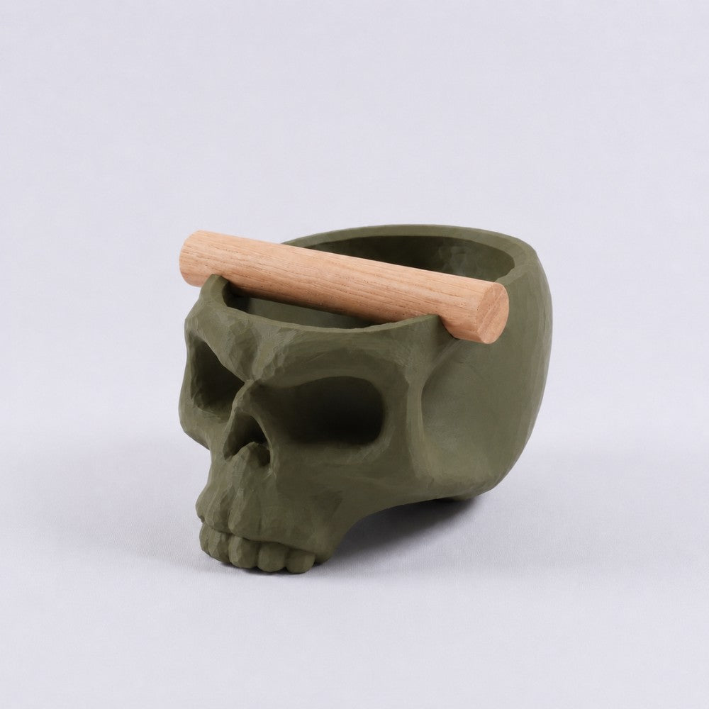 Gothic Skull Espresso Knock Box with Oak Bar | Bold Coffee Waste Bin for Home Baristas - Knocdic
