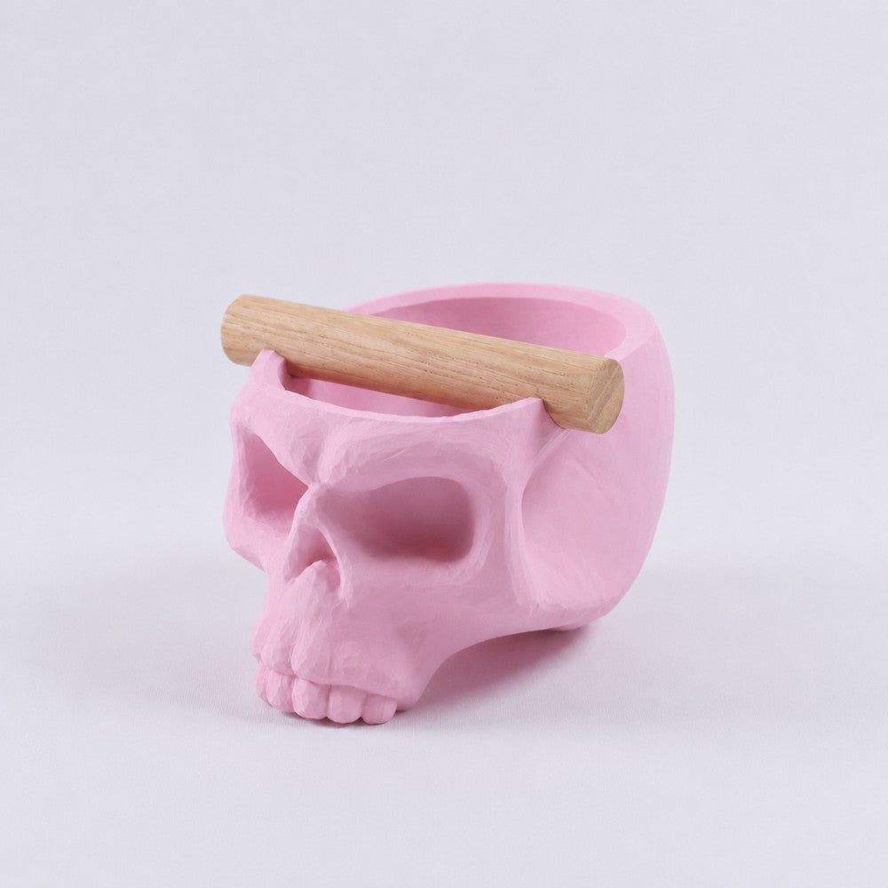 Gothic Skull Espresso Knock Box with Oak Bar | Bold Coffee Waste Bin for Home Baristas - Knocdic