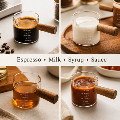100ml glass measuring cup for espresso milk syrup and sauce