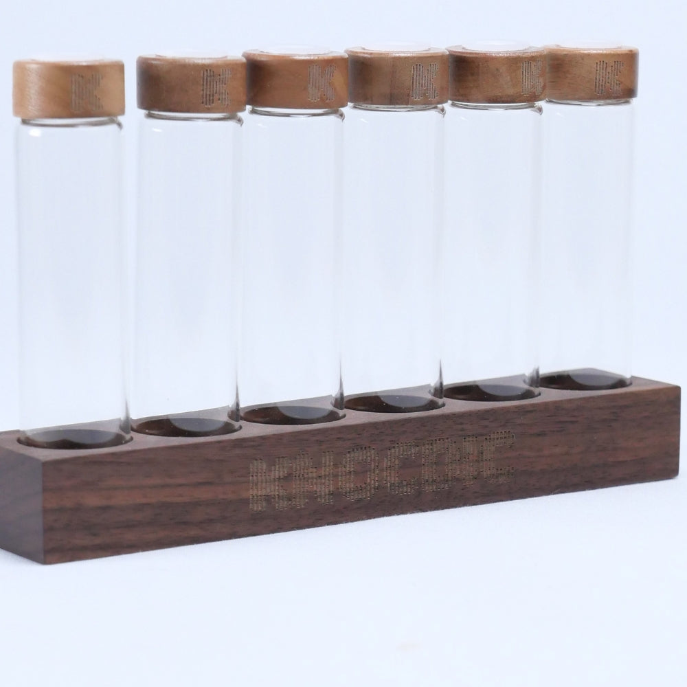 Walnut Coffee Bean Display Tubes Set with Exhaust Valve Lids