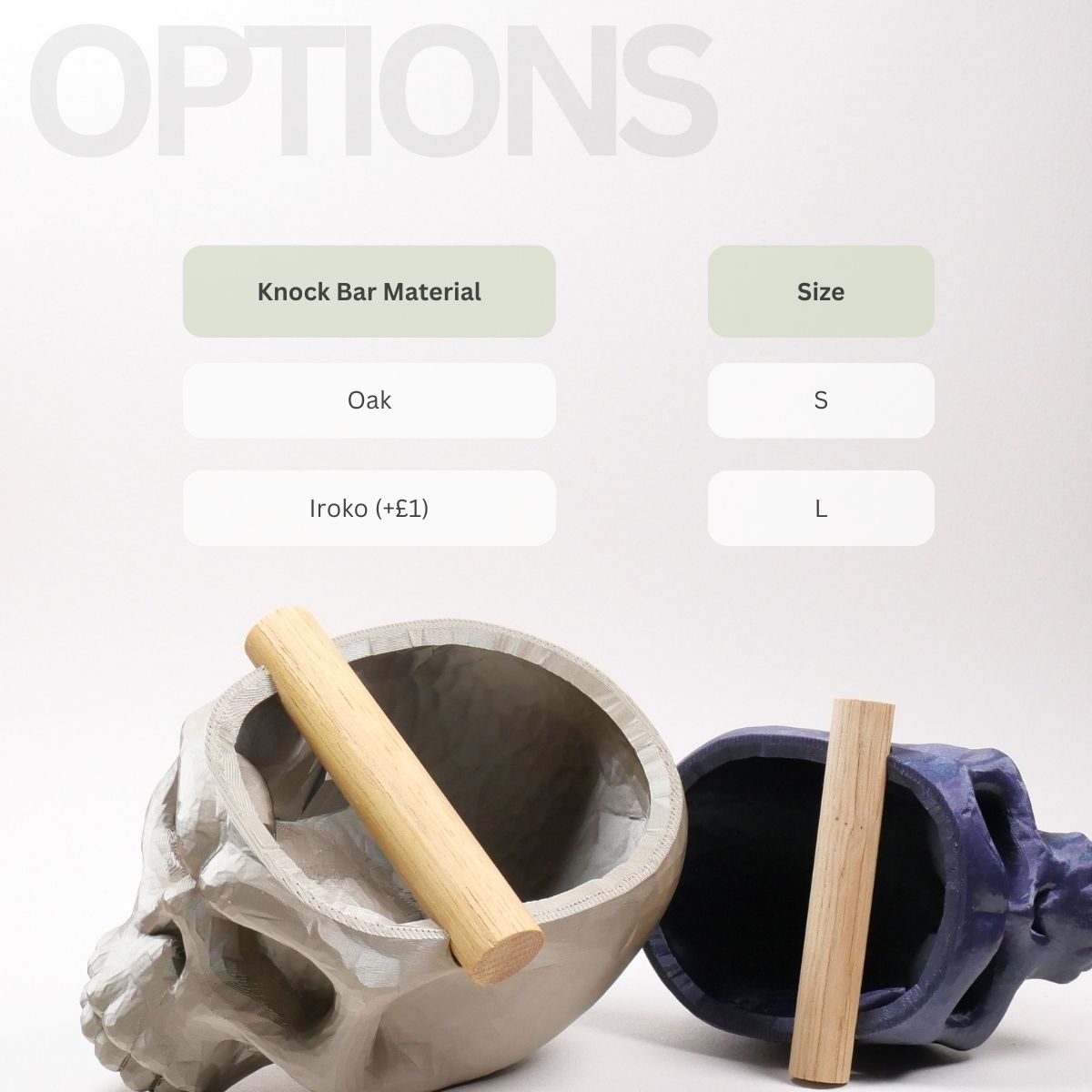 The Skull | Knock Box With Oak or Iroko Knock Bar - Knocdic