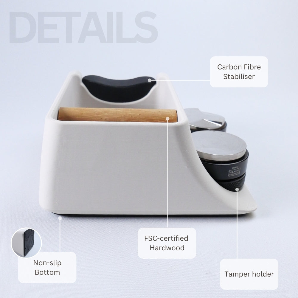 The Hub | Coffee Knock Box,Tamping Station, Tamper Holder