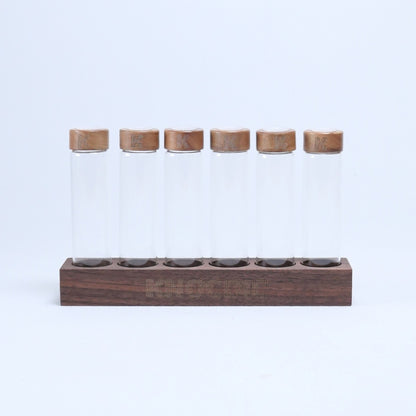 Set walnoot koffiebonen displaybuizen met uitlaatklepdeksels