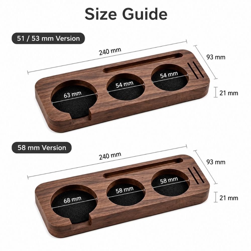 Siebträgerhalter aus Holz und Espresso-Tamperstation