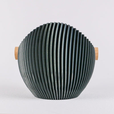 Nova Ribbed Espresso Knock Box with real oak wood bar in galaxy green
