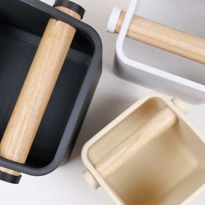 The Square | Knock Box With Oak or Iroko Knock Bar - Knocdic