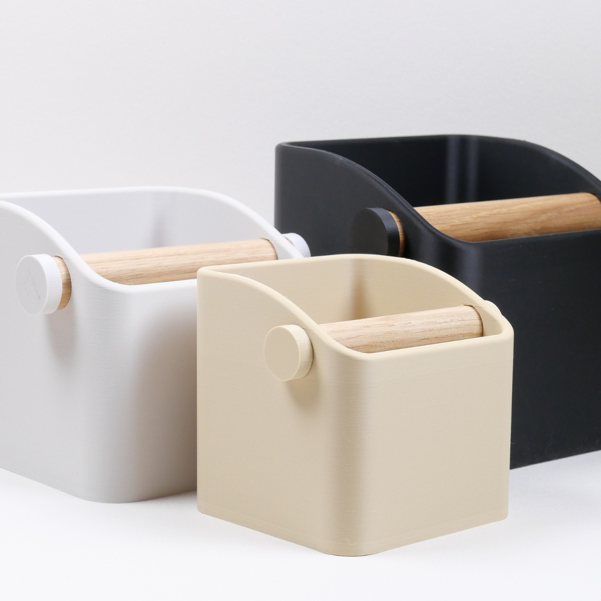 The Square | Knock Box With Oak or Iroko Knock Bar - Knocdic