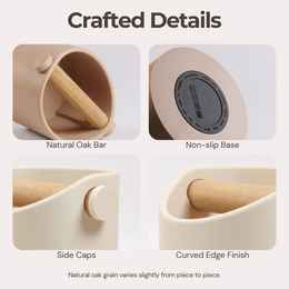De Minimalist | Knock Box met eikenhouten of Iroko-klopstang