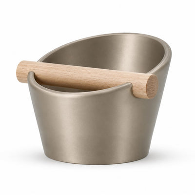 Oval Espresso Knock Box with Oak Bar - Knocdic
