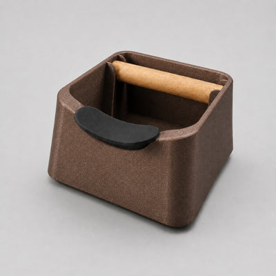 The Pod 3-in-1 Espresso Knock Box & Portafilter Tamping Stand in galaxy brown