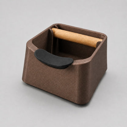 The Pod 3-in-1 Espresso Knock Box & Portafilter Tamping Stand in galaxy brown