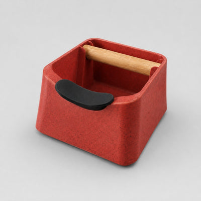 The Pod 3-in-1 Espresso Knock Box & Portafilter Tamping Stand in marble red