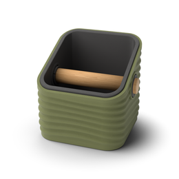Caja de golpes para café espresso Ripple Square Angled | Dos tonos con barra de roble