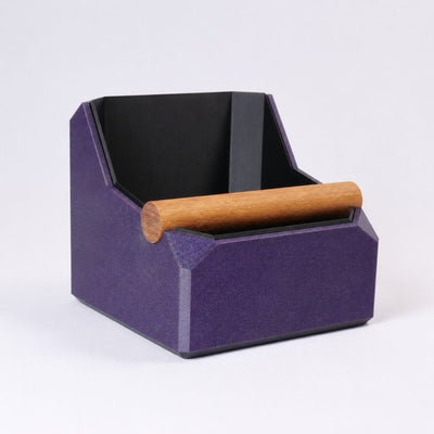 Square Coffee Knock Box with Real Oak Knock Bar in galaxy purple