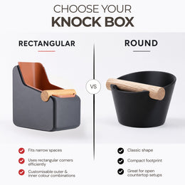 De Curve | Knock Box met eikenhouten of Iroko-klopstang