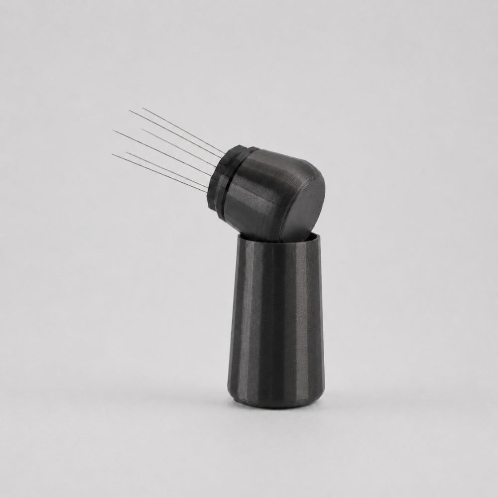Espresso WDT Tool with Standing Holder in metallic black