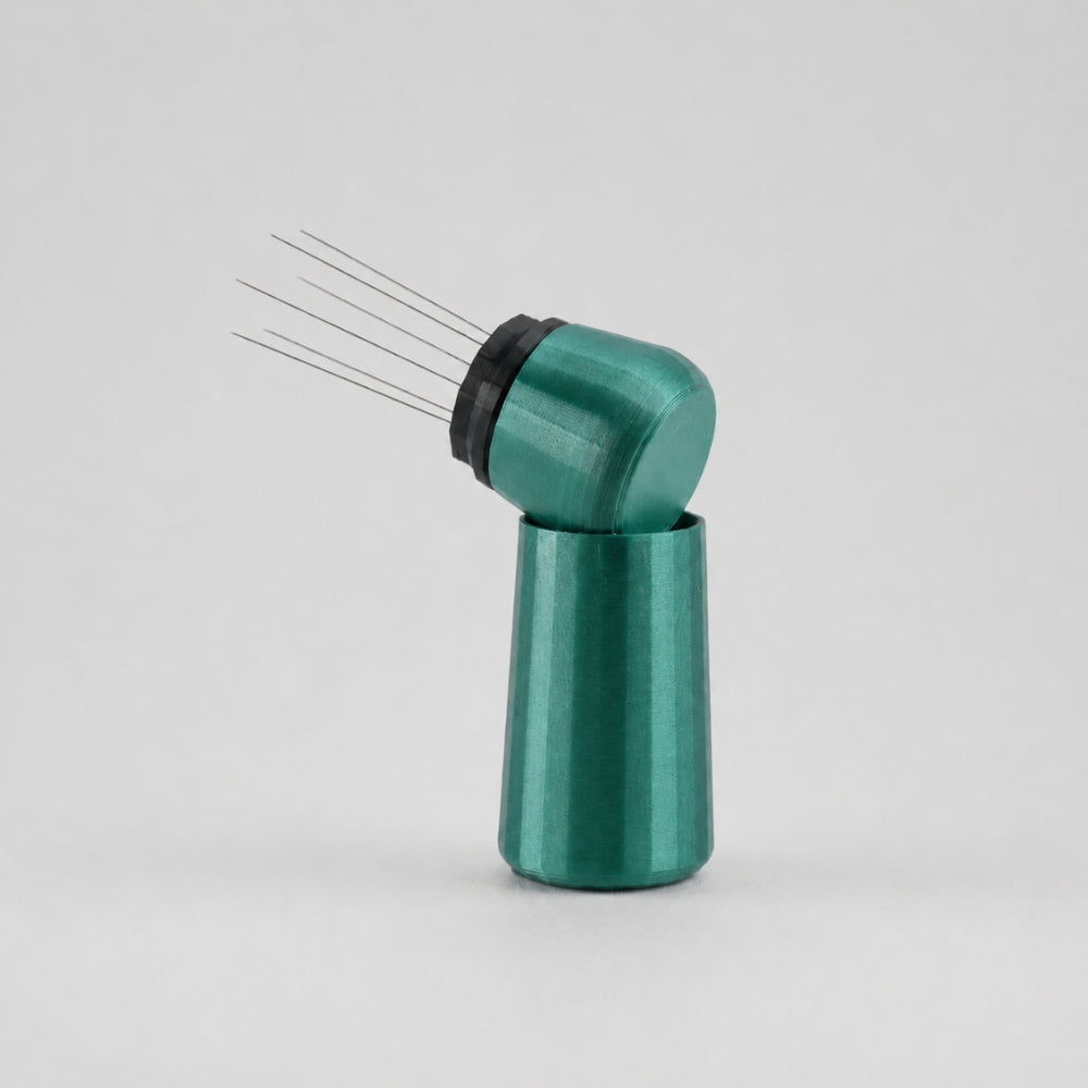 Espresso WDT Tool with Standing Holder in metallic green