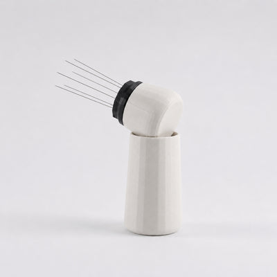 Espresso WDT Tool with Standing Holder in matte off white