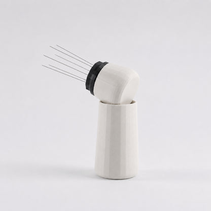 Espresso WDT Tool with Standing Holder in matte off white