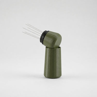 Espresso WDT Tool with Standing Holder in matte olive green