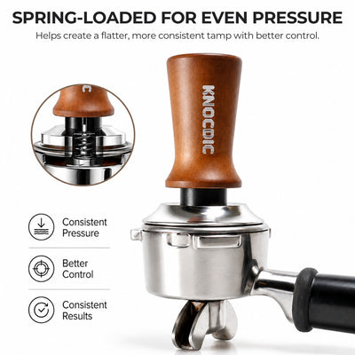 KNOCDIC Spring loaded espresso tamper for even pressure and consistent results