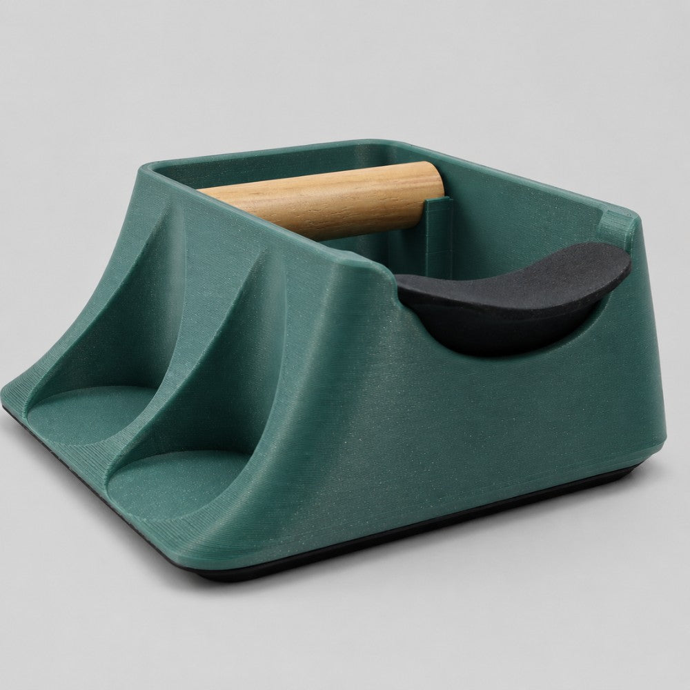 The Hub 3-in-1 Espresso Knock Box & Tamping Station in galaxy green