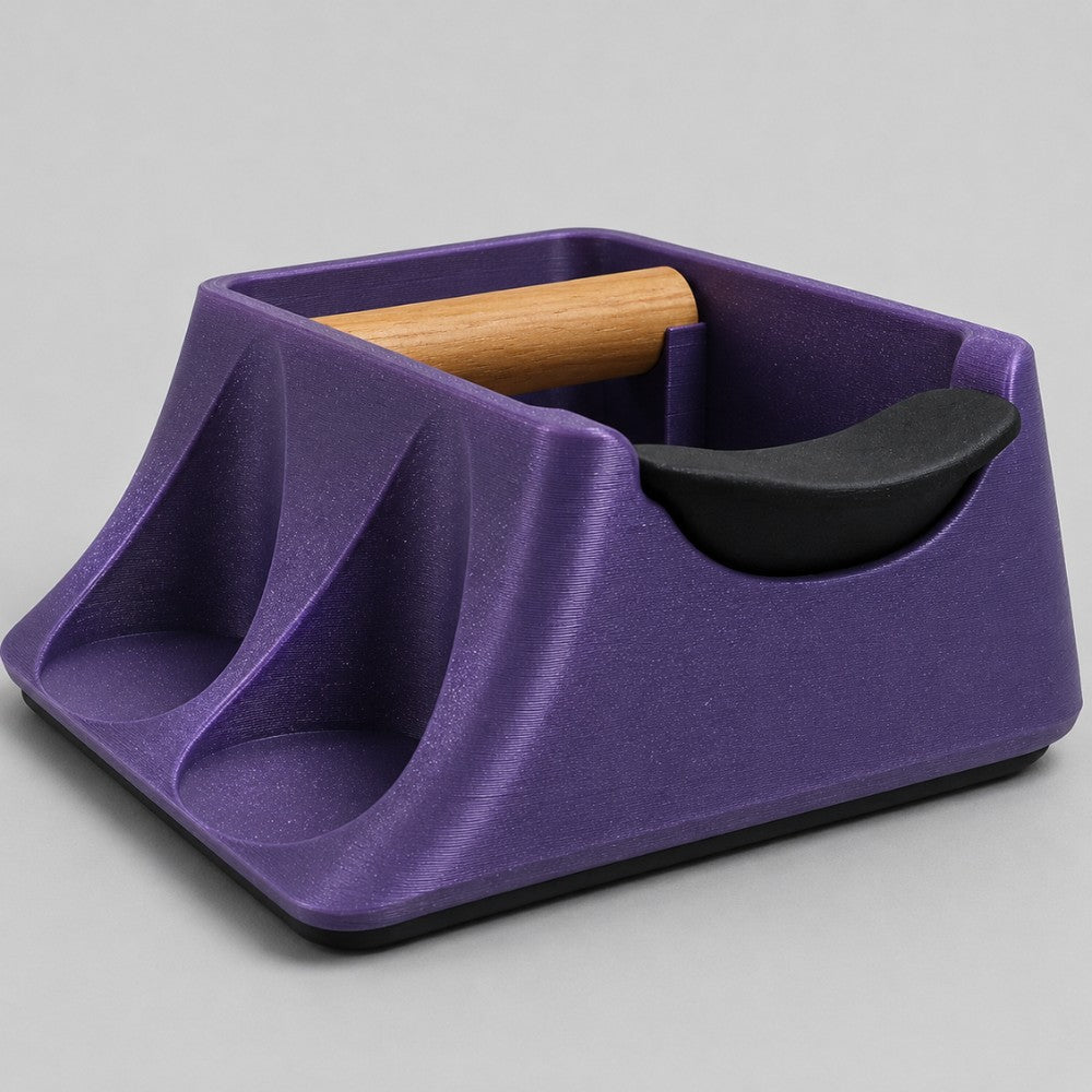 The Hub 3-in-1 Espresso Knock Box & Tamping Station in galaxy purple
