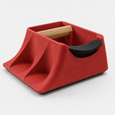 The Hub 3-in-1 Espresso Knock Box & Tamping Station in marble red