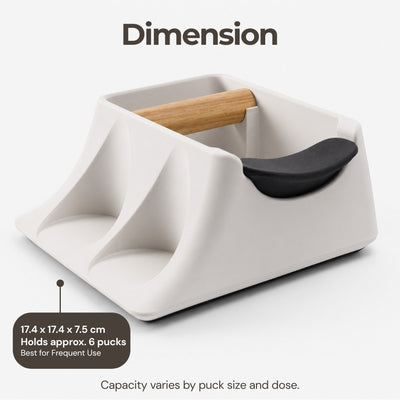 Size chart and dimension measurements for The Hub 3-in-1 espresso station.
