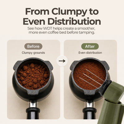 Before and after distribution diagram demonstrating how a WDT needle tool eliminates channeling for smooth extractions.