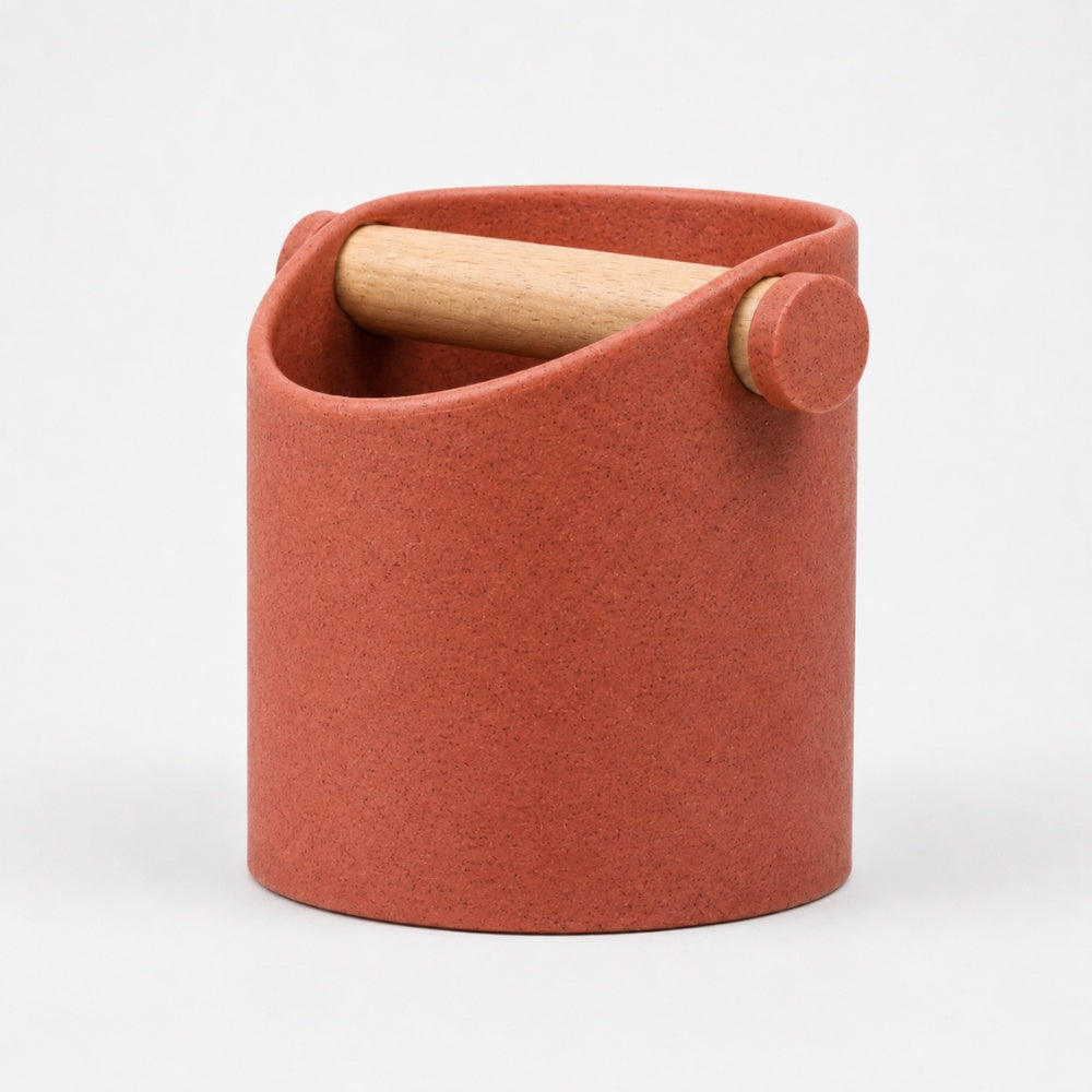 Minimalist Coffee Knock Box with Real Oak Wood Bar
