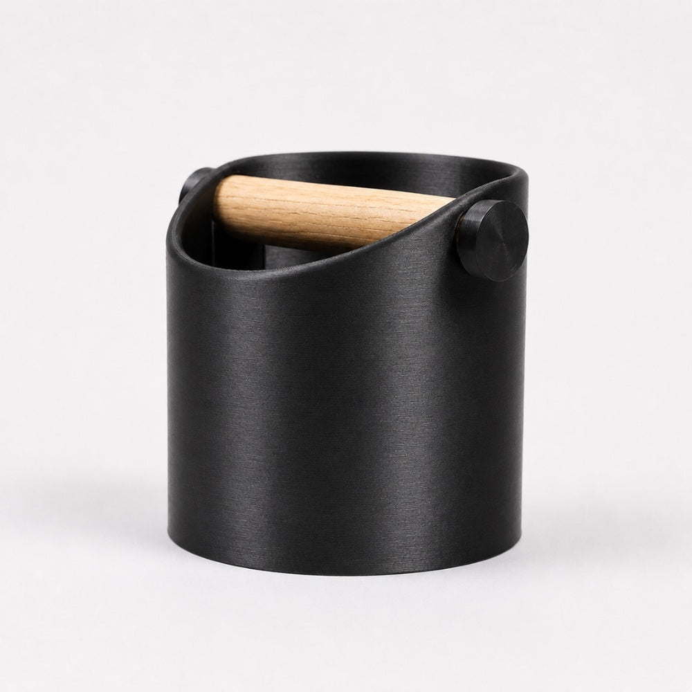 Minimalist Coffee Knock Box with Real Oak Wood Bar
