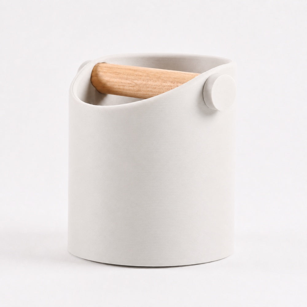 De Minimalist | Knock Box met eikenhouten of Iroko-klopstang