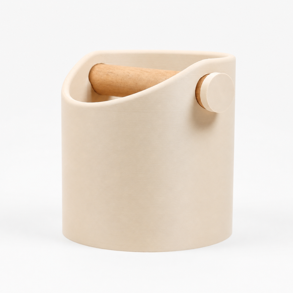 Minimalist Coffee Knock Box with Real Oak Wood Bar